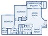 B1 floorplan - two bed two bath